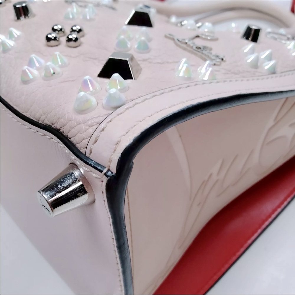 Christian Louboutin Calfskin Loubinthesky Medium Paloma Beige Pink 2way Satchel - Picture 6 of 16